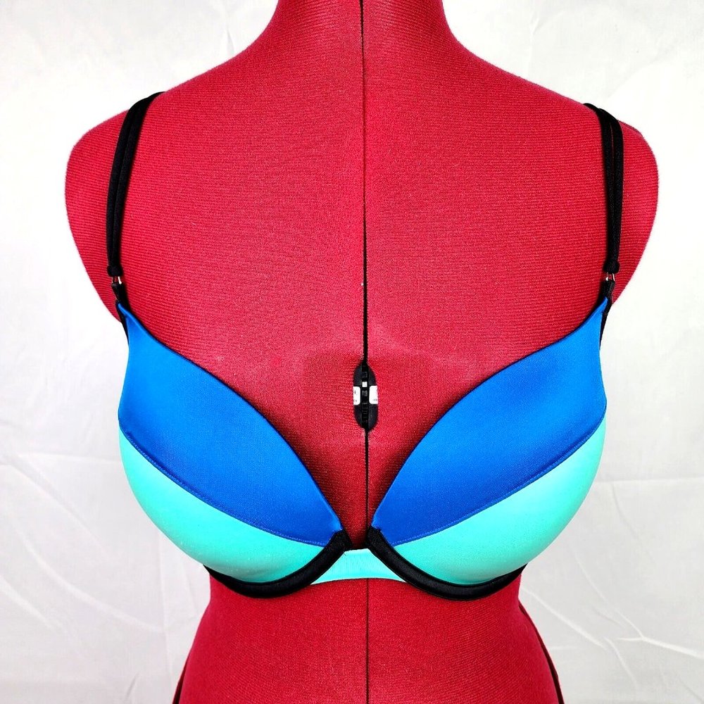 Victoria's Secret Very Sexy Push-Up Underwire Blue & Teal - 32DDD NWOT